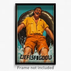 German Movie Poster - Man Feeling Surprise, Buoyant Back Print (Art Print)