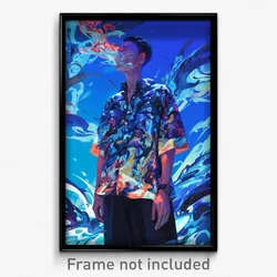 Anime Art Poster - Man Feeling Vigilance Wearing Interesting Shirt (Print)