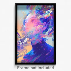 Art Poster - Girl Feeling Bewildered Wearing Bronze White Collar (Art Print)