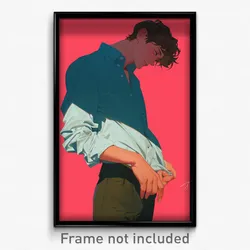 Art Poster - Boy Feeling Fondness Wearing Rosy Sleeves Rolled Up (Print)