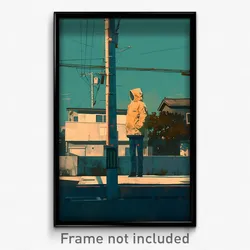 Art Poster - Man Feeling Vigilance Wearing Remarkable Hoodie Lift (Art Print)