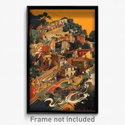 Greek Movie Poster - Dim Small Town (Greece Psychedelic Art Retro Film Print)