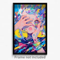 Anime Art Poster - Girl Feeling Happiness Wearing Vivid Armband (Print)