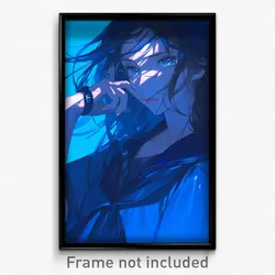 Anime Art Poster - Girl Feeling Shy Wearing Dramatic Blue Serafuku (Print)