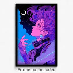 Movie Art Poster - Woman Feeling Flakey Wearing Fluffy Purple (Retro Film Print)