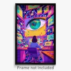 Movie Art Poster - Rough Computer (Psychedelic Trippy Retro Cartoon Film Print)