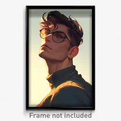 Art Poster - Man Feeling Self Motivated, Ambitious Tinted Eyewear (Art Print)