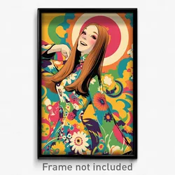 French Movie Poster - Woman Feeling Happiness, Vivid Sleeves Past Elbows (Print)