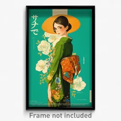 Thai Movie Poster - Girl Feeling Sentimentality, Outgoing Green Kimono (Print)
