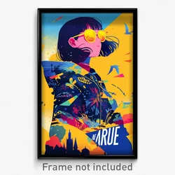 French Movie Poster - Woman Feeling Bewildered, Fancy Cropped Hoodie (Art Print)