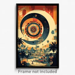 Mexican Movie Poster - Curvy Spaceship (Mexico Psychedelic Art Retro Film Print)
