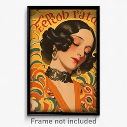 Spanish Movie Poster - Woman Feeling Serenity, Drab Orange Choker (Art Print)
