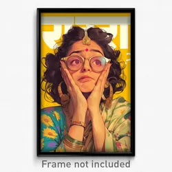 Bollywood Movie Poster - Girl Feeling Cheeky, Comfortable Brown Gloves (Print)