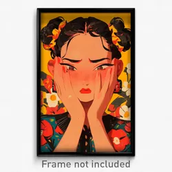 Spanish Movie Poster - Girl Feeling Rejected, Aged Black Scrunchie (Art Print)