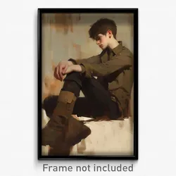Art Poster - Boy Feeling Doubt Wearing Illustrious Boots (Print)