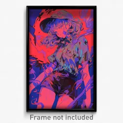 Anime Art Poster - Girl Feeling Self Understanding, Flashy Grey Shirt (Print)