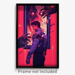 Movie Art Poster - Man Feeling Coercive, Tattered Purple (Retro Film Print)