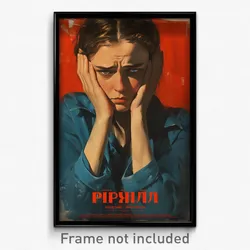 Russian Movie Poster - Girl Feeling Powerless, Bright Blue Shirt (Art Print)