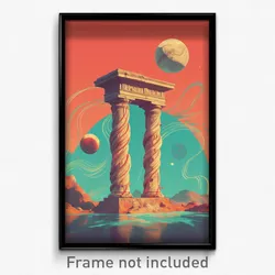Greek Movie Poster - Swirly Pillar (Greece Psychedelic Art Retro Film Print)