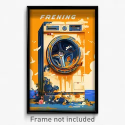 French Movie Poster - Warlike Washing Machine (France Retro Film Art Print)