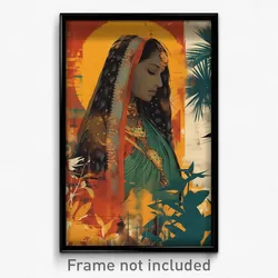 Bollywood Movie Poster - Woman Feeling Glumness, Creative Green Kimono (Print)