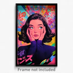 Greek Movie Poster - Girl Feeling Anticipating, Flippant Purple Sweater (Print)