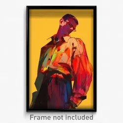 Art Poster - Man Feeling Curiosity Wearing Bright Long Shirt (Print)