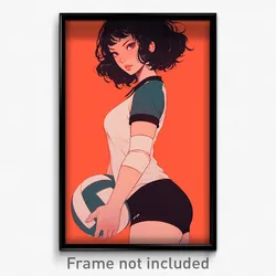Art Poster - Girl Feeling Confident, Glorious Volleyball Uniform (Art Print)