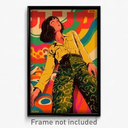 Hebrew Movie Poster - Woman Feeling Submissive, Soft Green Pants (Art Print)
