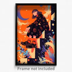 Art Poster - Girl Feeling Vigilance Wearing Zealous Brown Footwear (Art Print)