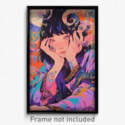 Movie Art Poster - Girl Feeling Bitter, Shady Pink Kimono (Retro Film Print)