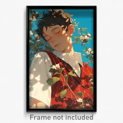 Anime Art Poster - Boy Feeling Trust Wearing Cherry Cardigan Vest (Print)