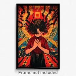 Hebrew Movie Poster - Boy Feeling Negative, Bright Red (Israel Film Art Print)