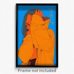 Anime Art Poster - Woman Feeling Disappointment, Extra Large Orange Jacket