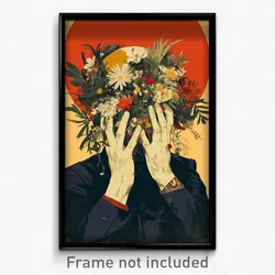 Movie Art Poster - Man Feeling Pity, Flowery Head Wreath (Retro Film Print)