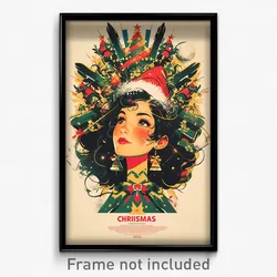 Mexican Movie Poster - Girl Feeling Contentment, Tremendous Santa Hat (Print)
