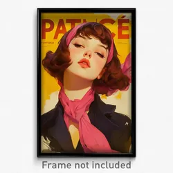 French Movie Poster - Girl Feeling Worthy, Dramatic Pink Neckerchief (Art Print)