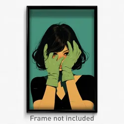 Anime Art Poster - Woman Feeling Undermined Wearing Old Green Gloves (Print)