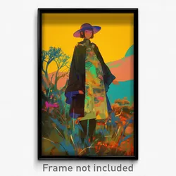 Anime Art Poster - Woman Feeling Optimistic, Warlike Layered Clothes (Print)