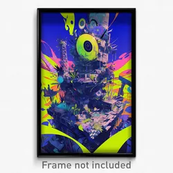 Art Poster - Wiggly Outpost (Psychedelic Trippy Weird 11x17 Print)