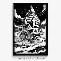 Hebrew Movie Poster - Black And White Longhouse (Israel Retro Film Art Print)
