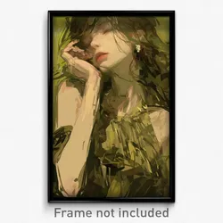 Art Poster - Girl Feeling Fright Wearing Ragged Shell Necklace (Art Print)