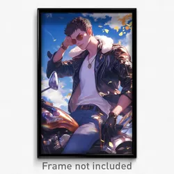 Anime Art Poster - Man Feeling Admiration Wearing Notable Biker Clothes (Print)