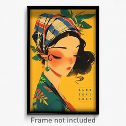 Brazilian Movie Poster - Girl Feeling Self Caring, Loud Plaid Headwear (Print)
