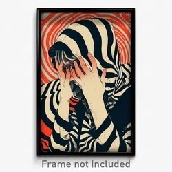 Icelandic Movie Poster - Woman Feeling Sadness, Black And White Hooded Vest