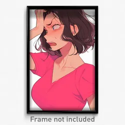 Anime Art Poster - Woman Feeling Perplexed Wearing Bright Pink (Print)