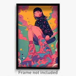 Anime Art Poster - Girl Feeling Annoyed Wearing Rosy Platform Boots (Print)