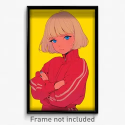 Art Poster - Girl Feeling Indignant Wearing Lovely Track Jacket (Print)