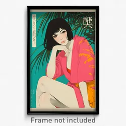 Japanese Movie Poster - Woman Feeling Anticipation, Thoughtful Pink Leotard