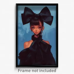 Art Poster - Girl Feeling Moody Wearing Dramatic Bowtie (Art Print)